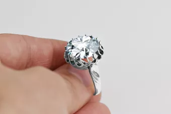 Zircon Argent sterling 925 Anneau Bijoux vintage vrc035s